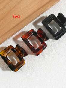3pcs Elegant Minimalist Square Hair Clips, Hair Claw Daily Updo Accessories, Sophisticated Gift - 5pcs Multicolor - View 6