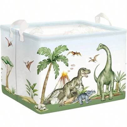 Dinosaurs Baby Laundry Hamper Collapsible Clothes Storage Basket Palm Tree Large Boys Girls Gift Toy Box Bin For Nursery Room Green 36L