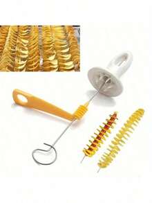 1 Set/6 Pieces Multifunctional Spiral Potato Slicer, Novel Potato Cyclone Potato Roll Making Convenient Artifact, Stainless Steel Manual Tornado Vegetable Cutter, Suitable For BBQ, Camping Kitchen Tools Kitchen Gadgets Essential Valentine's Day Vegetable Chopper & Fruit Slicer, Multifunctional Plastic Vegetable Slicer - Multicolor - View 4