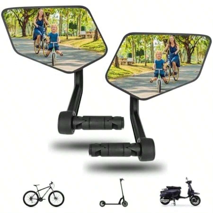 REEZER RS2 – Espejo izquierdo para bicicleta con superficie de espejo extra grande – 360 ° ajustable – Espejo retrovisor para bicicleta eléctrica & E-Scooter Manillar – Espejo retrovisor compatible(Conjunto (derecha+izquierda)) - Multicolor - Ver 1