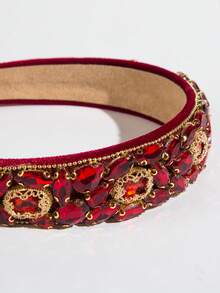 Băng đô cài tóc đính đá lấp lánh phong cách Baroque cổ điển, thích hợp cho phụ nữ diện cùng trang phục dạ hội màu đỏ, phụ kiện tóc thời trang kiểu Âu Mỹ mới, phụ kiện làm đẹp tại nhà. - Đỏ - Xem 2
