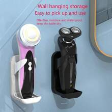 Paquete de 2 soportes ajustables para afeitadora elctrica, soporte de pared, soporte para maquinilla de afeitar con pegamento Nailless, soporte para cepillo para polvo de dientes elctrico, soporte - Blanco y black - Ver 3