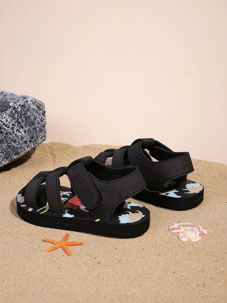 1 par de sandalias casuales de diseño de dibujos animados de EVA para niños, con decoración de dinosaurio linda, suaves y cómodas, ligeras y de secado rápido, adecuadas para uso diario, viajes y playa - Multicolor - Añade 5