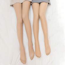 两双装加大码200克仿透明连裤袜套装 - 黑色、咖啡色、灰色和裸色，超自然长绒“裸腿效果”连裤袜，适合0-15°C穿着，舒适保暖