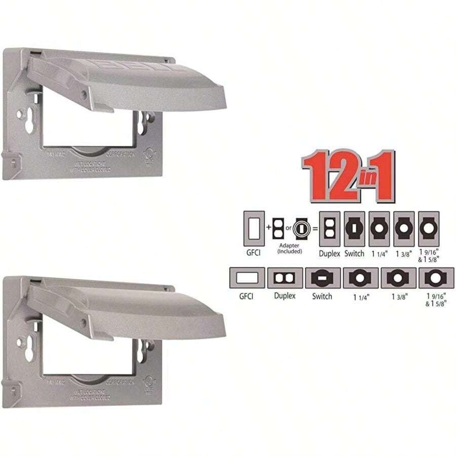 Bell impermeable único Outlet Cover Aire última intervensión receptáculo Protector, horizontal plana, ,(1 Count (Pack of 1) gris) - Multicolor - Ver 1