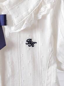 Girls' Peter Pan Collar Short Sleeve Blouse - White - View 5