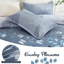 3PCS Soft Blue Branches Leaves Pattern Duvet Cover Bedding Set Queen King Size With 2 Pillowcases Gift Blue Leaf Quilt Cover Set, Cozy Bed For Warm Fall & Festive Xmas Bedroom Decor, Soft & Stylish Bedding Collection - Dark Blue - 查看 6