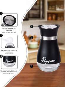 2pcs/Set Seasoning Bottle Set, Includes Salt & Pepper Shaker, Spice Grinder With Holder, 4oz Airtight Spice Jars, Functional Kitchen Accessories, Holiday Party Gift