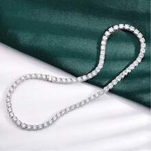 MDFUN 18K White Gold Plated 5.0mm Round Cut Cubic Zirconia Tennis Necklace, Unisex