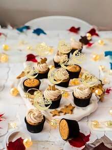 12pcs/24pcs Star Cake Decorations, Baking Party Supplies, Cake Toppers