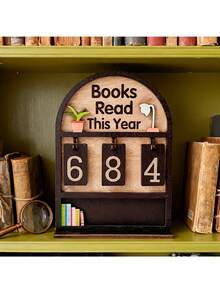 一套木质年度阅读记录器 - 可记录多达 999 本书，底座文字可定制，适合办公室/现代书架装饰，是送给读者、作家、教师、爱书人士的礼物，也可作为房间装饰、家居摆件或家居微缩模型。 - 彩色 - 查看 5