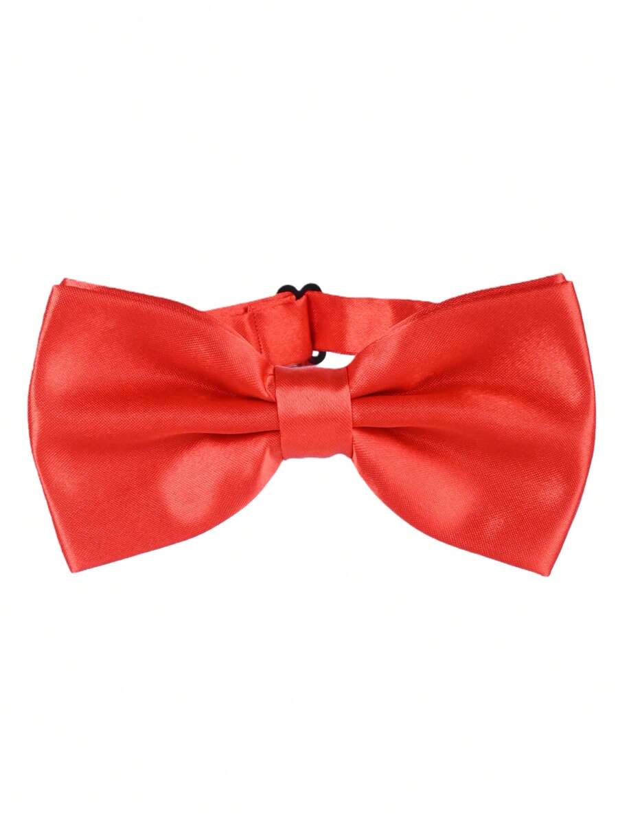 1 件男士纯色蝴蝶结，双层涤纶蝴蝶结，适合新郎、伴郎、主持人、服务员 - 紅色 - 查看 1