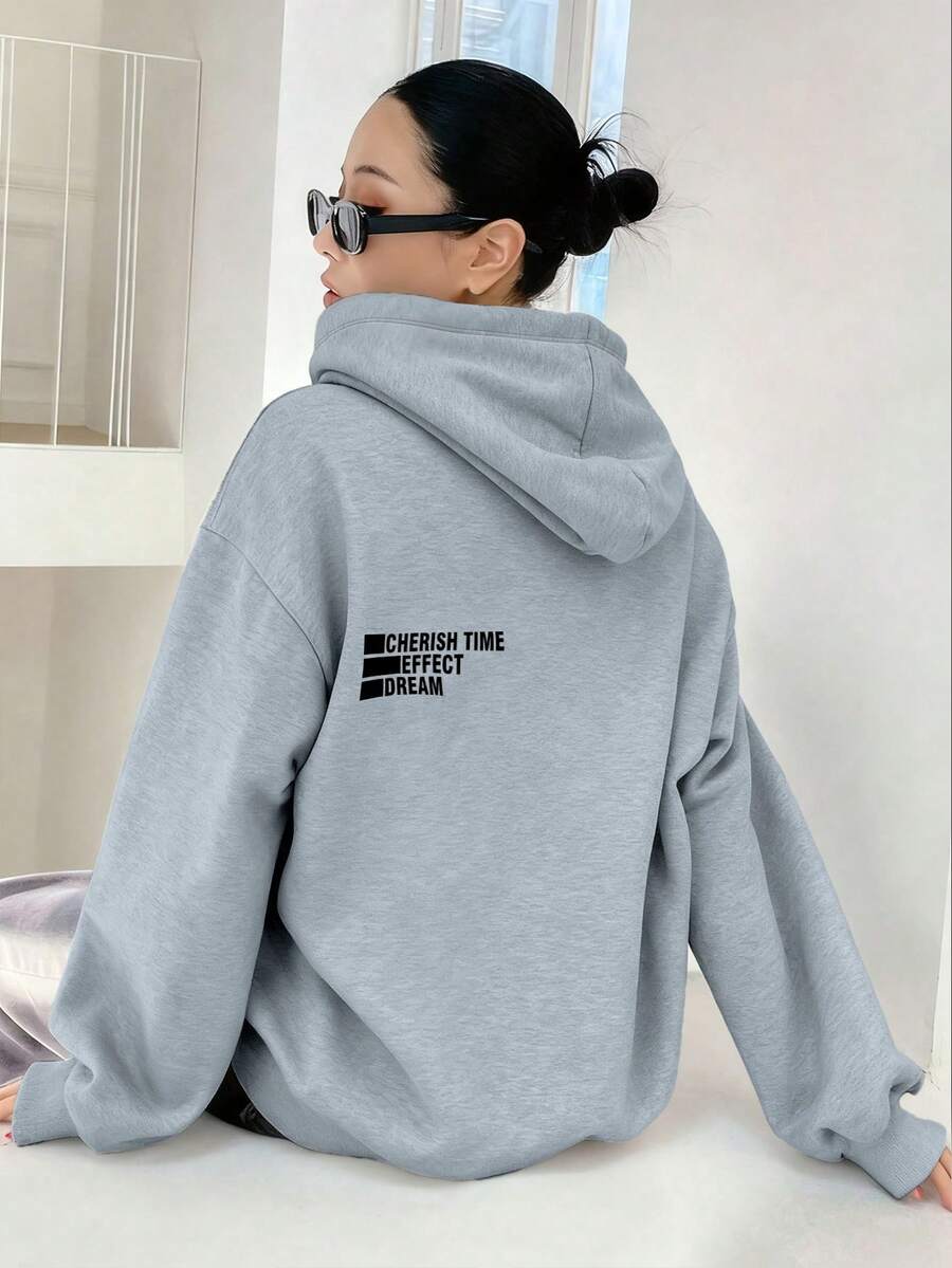 1pc Teen Girls Casual Versatile Minimalist Pullover Sweatshirt, Suitable For Commuting, Autumn/Winter - Light Grey - View 1