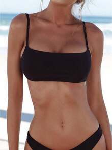 Women's Summer Swimsuit Top, With A Unique Double-Layer No Chest Cushion Design, Is Cool And Not Stuffy In Summer, And Can Feel Incredibly Cool Even In Scorching Summer. Lightweight Fabric Is Good, Soft And Breathable, Suitable For Close Fitting Use. Suitable For Hot Springs, Beaches, Seaside, Surfing, Pool Parties And Other Occasions. - màu đen - Xem 1