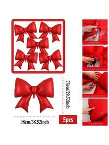 Bow-Knot Foil Decorative Balloons, Red & Pink Bow-Knot Balloons Suitable For Mother's Day Decor, Birthday Party, Room Decor, Graduation Ceremony, Wedding Decor, Party Decoration - Multicolor - View 14