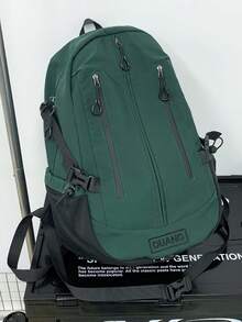 1pc Contrast Color Anti-Theft Large Capacity Casual Fashion Backpack With Waist Strap, Suitable For Men And Women, School, Work, Travel, Commuting, Short Trip