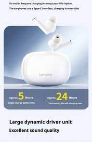 Lenovo 联想 TA210 无线蓝牙耳机 - 超长续航，入耳式运动耳机，ENC 主动降噪，四麦克风智能通话降噪，白色/月光白，黑色 - 礼品设计 - 櫻花白 - 查看 10