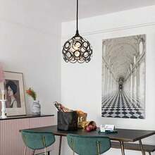 Candeladores Lámparas de araña creativas Lámparas retro de bares Lámpara de lámpara de restaurante de hierro forjado - Negro - Ver 4