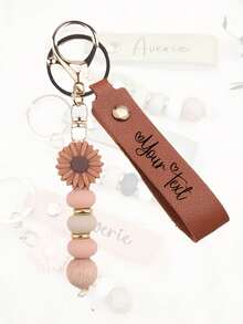 1个可定制雏菊串珠钥匙扣，可个性化定制文字、日期或符号 - 浅色和金色珠子，龙虾扣，优雅礼物，适合送给女性、教师、生日、圣诞节、婚礼、情人节、周年纪念日等场合 - 耐用人造珠钥匙扣，充满纪念意义的纪念品 - 彩色 - 查看 9
