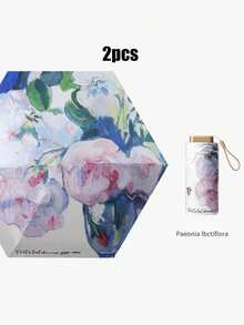 女士印花雨伞 - 轻便、便携、防紫外线、可折叠、适合各种天气、女士便携式遮阳伞、防雨防风