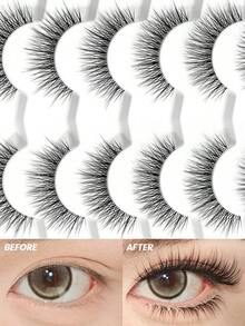 MAGEFY 7/11/14 Pairs Natural Criss-Cross Full Strip Lashes, Transparent Lash Band, Suitable For Daily Wear, Cartoon Style, Travel Essential - Black - View 11