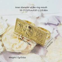 1枚时尚嘻哈美元钞票双指戒指，镂空连指设计，适合男士日常佩戴和派对，是万圣节、圣诞节、复活节、送给男友的绝佳礼物。