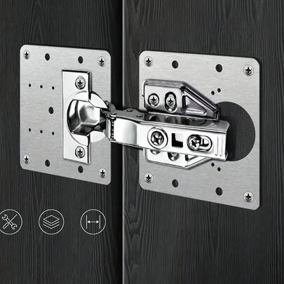 4/8/10/12/16pcs Stainless Steel Hinges (With Screws) Cabinet & Wardrobe Door Hinge Repair Kit, Includes Hinge Mounting Plates, Fixing Brackets, Suitable For Hidden Cabinet Hinges/Traditional Hinges, Cabinet Door Repair Tools