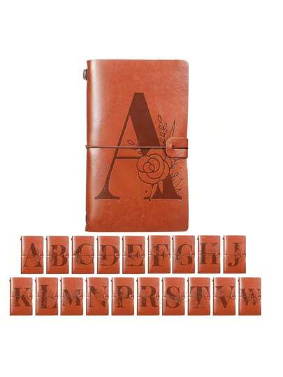 PU Leather Travel Journal With Letter Combination, Refillable Notebook Insert Paper, Diary Notepad, Wedding Birthday Christmas Gift For Women And Men