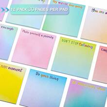 12 张带线条的励志便签 可爱激励便签本 感谢便签 送给同事、护士、老师的礼物 办公用品 3 X 3 英寸 - watercolorful - 查看 6
