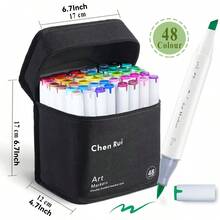 Bút dạ cồn nhiều màu, bút dạ cồn hai đầu 168/120/80/60/48 màu, tặng kèm thảm, đục và cọ, bộ bút dạ nghệ thuật gốc cồn dành cho người lớn tô màu minh họa, gói giá trị tuyệt vời cho học sinh lớp nghệ thuật - mực nạp lại khi trở lại trường - trắng - Xem 4