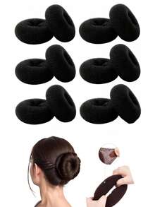 12pcs Women Braided Bun Maker, 2pcs Medium Ponytail Shaper Solid Hair Donut Bun Maker, Circular Bun Maker, Chignon Maker, Hair Accessories - Multicolor - View 8