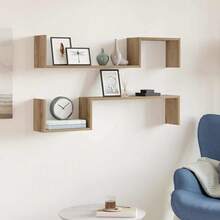Estantes de pared vidaXL, 2 piezas, roble hecho a mano, 100x15x20 cm - Multicolor - Ver 1