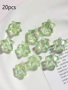 20pcs Acrylic AB Coated Cut-Out Pentagram Jewelry Accessories, DIY Hair Clips, Stickers, Shoe Charms, Stars - Multicolor - View 12