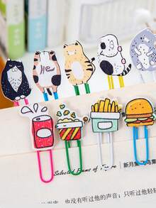 8pcs (Random) Colorful Cute Animal Bookmarks, Wooden Paper Clips, Cat/Fruit Notebook Bookmarks, Creative Colored Bookmark Paper Clips, Document Receipt Clips, Multi-Purpose Photo Clips, Holiday Gifts, Learning Rewards
