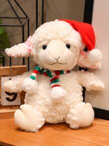 可爱蝴蝶结小绵羊毛绒公仔，栩栩如生的柔软小羊填充动物玩偶，儿童礼物