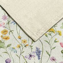 1pc Floral Pattern Printed Table Runner, 4pcs Spring Floral Printed Placemats, Suitable For Holidays, Parties, Birthdays, Dinners, Kitchen & Dining Room Table Decor, All Season Home & Living Decor - Multicolor - View 3