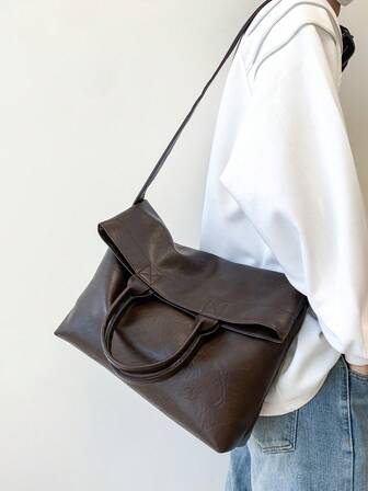 Koreansk handväska, axelväska, tygväska, stor kapacitet, pendlarväska vintage