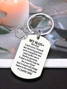Stainless Steel Keychain With Engraved Letters' My Man ',Keychain, Package Chain,For Backpacks, Purses,For Women Men Teen Girls Boys,Valentine'S Day - Durable Rectangular Tag With Clasp,Suitable For Giving To Family, Loved Ones, Friends, And Classmates - Multicolor - View 7