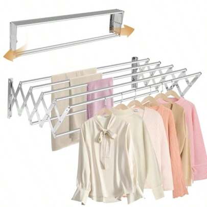 XL-31.5" Wall Mounted Clothes Drying Rack 130 LBS Large Capacity Rustproof Retractable Drying Rack Collapsible Drying Rack Easy To Install With 7 Drying Rods Space Saving For Laundry-White