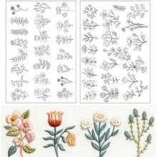 Cute Animal & Floral Embroidery Sticker Set For Beginners, DIY Self-Adhesive Water-Soluble Fabric Paper, Self-Adhesive Non-Woven Pre-Printed Patterns Stick Water-Soluble Stabilizer - Black and White - View 3