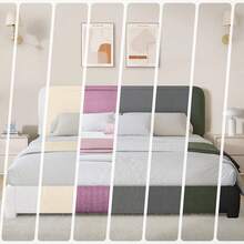 Twin/ Full/ Queen/ King Size Bed Frame, Boucle Upholstered Platform Bed With Headboard, Modern Style, Soft Rounded Corners, No Box Spring Required, Easy Assembly, Twin/ Full/ Queen/ King/ California King, Beige/ Grey/ Pink/ White/ Light Grey/ Black/ Green - 玫紅色 - 查看 6