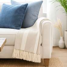 Decorative Throw Blanket In Fine Cotton - Comfortable Touch 2.50m X 2.20m - 沙 - 查看 4