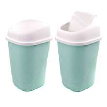 Bote de Basura con Tapa Balancn 2 Pack u2013 Basureros Pequeos de Plstico Resistente, Diseo Compacto y Prctico para Cocina, Oficina o Bao, Hecho en Mxico Verde Pastel - Verde - Ver 2
