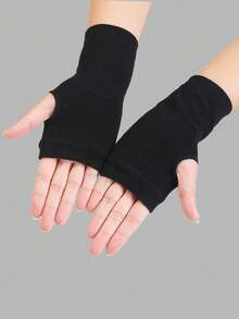 3pcs/1 Pair Multicolor Unisex Half Finger Gloves Suitable For Students Writing, Computer Work, Outdoor Cycling, Badminton, Tennis, All Seasons, Hand Protection Gloves, Fall / Winter - Multicolor - View 8