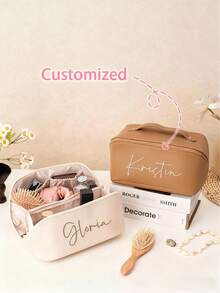 Personalisierte Makeup Tasche, geeignet für Produktkauf; große Kunstleder Makeup Tasche; Brautjungfer Makeup Tasche; Weihnachtsgeschenk für Frauen; Reise Organizer Tasche; Geschenk für Bridal-Shower; Paar Geschenktasche; Valentinstag Geschenk