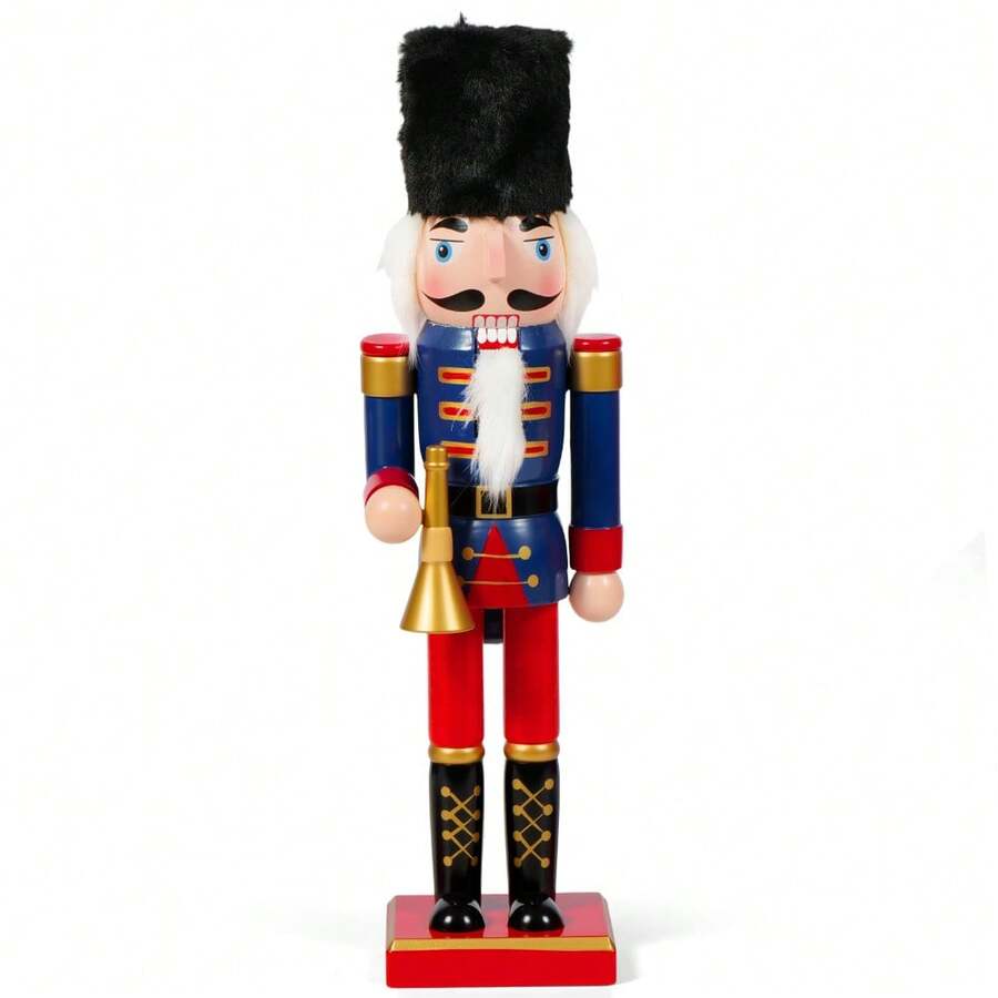 Classic Wooden Nutcracker Doll  Christmas Tabletop Decoration & Holiday Gift - 黑色 - 查看 1
