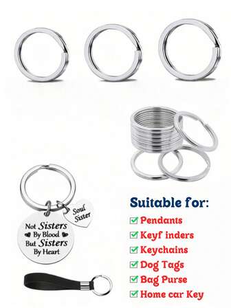 Fashionable Charm Keychain, Flat Double-Layer Glossy Keychain, Exquisite Keychain Set, Jewelry Making Materials, Suitable For DIY Keychains, Car Keychains, Bag Charms, Craft Making, Holiday Gifts, Valentine's Day Gifts, Back To School Gifts (Random Delivery)