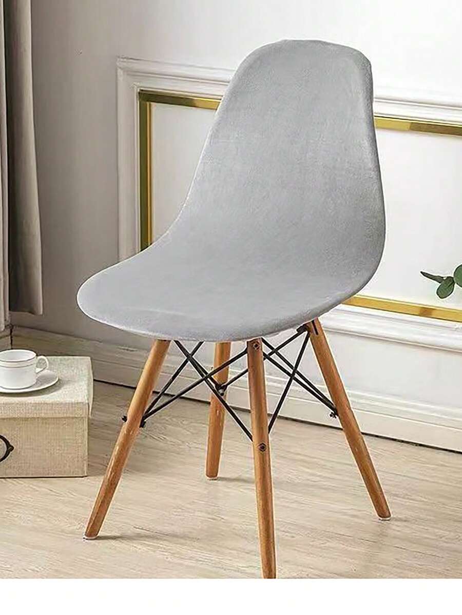 1/2 chiếc bọc ghế nhung màu trơn, bọc co giãn, kiểu Bắc Âu cho ghế trang điểm, chống mài mòn, chống trầy xước, trang trí nhà cửa, màu trơn, bọc tựa lưng, bọc đệm ngồi, thích hợp cho khách sạn, nhà ở, nhà hàng - màu xám nhạt - Xem 1