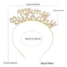1pc Sparkly Birthday Rhinestone Headband, "It's My Birthday" 3D Letter Headpiece For Party Gift Exchange Glittery Birthday Girl Hair Accessories - 銀色 - 查看 5