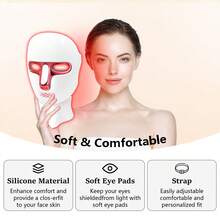 Aedwdpe With 7-Color-LED Skin Care Mask, USB Charging, Strong Strap Design, Suitable For Facial Skin Care - Suitable For The Skin Used, Girls' Birthdays, Holiday Gifts, Exquisite Packaging - Đỏ - Xem 7